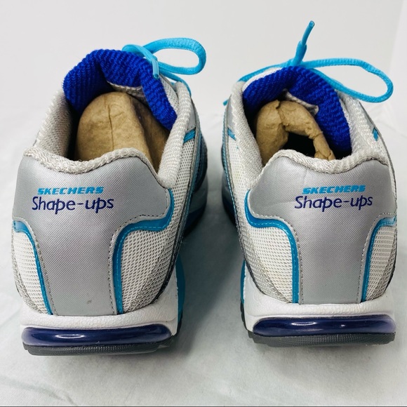Skechers Shape-Up White Blue Athletic Shoes - Picture 6 of 11